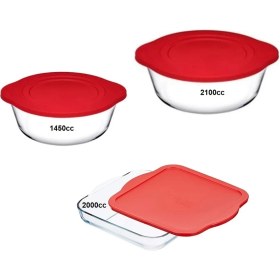 Resim Özbience Kırmızı Kapaklı 3'lü Borcam Seti, Pratik ve Şık Mutfak Çözümü 