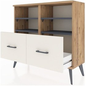 Resim Arges Şifonyer 4 Raflı 2 Çekmeceli 88x30x80 Çam-antrasit/aytaşı Antrasit/aytaşı 