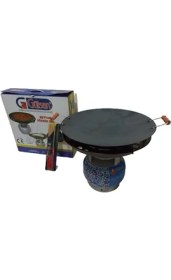 Resim Gülsan Tüplü Sac 45CM Tüp Üstü Katmer Kavurma Gözleme Sacı Çift Fonksiyon (Çakmak Hediyeli) 