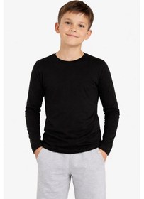Resim Erkek Çocuk Basic Uzun Kollu Tişört Okul Günlük Rahat T-shirt - Siyah Çok Renkli 