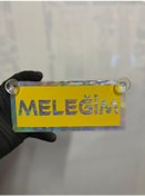 Resim Sarı Renk Üzeri Hologram Renk Meleğim Yazılı Vantuzlu Cam Süsü 