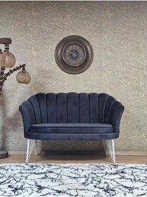 Resim ZAFİR İkili İstiridye Beyaz Boyalı Telli Ayak Çay Seti Koltuk Tekli Berjer , İkili Berjer Koltuk 