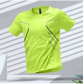 Resim Snapbuy Erkek Spor Tişört - Renk Blok, Çabuk Kuruyan, Nefes Alabilir, Kısa Kollu, Egzersizmavi Mavi 