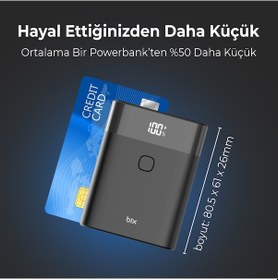 Resim Bix Pb20w 10000mah Type-c Ve Usb Çift Çıkışlı Dijital Ekranlı Mini Powerbank Siyah 