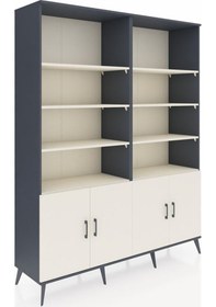 Resim Hyperion Gardrop 10 Raflı 4 Kapaklı 176x44x221 Antrasit-aytaşı Aytaşı 