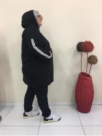 Resim MODAALFABE Büyük Beden Tesettür Salaş Kesim Eşofman Takımı Siyah 