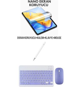 Resim Xiaomi Pad 7s Pro 12.5 Uyumlu Ekran Koruyucu Klavye Mouse Set Mor 