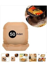Resim 50 Adet Air Fryer Pişirme Kağıdı Tek Kullanımlık Yağ Geçirmez Bej 