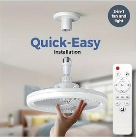 Resim Xuweiwei Beyaz E27 Uzaktan Kumandali Led Tavan Fanli Lamba 3 Hiz 3 Renk 17 Mod E27 E26 