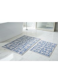 Resim Banyo Paspası 2'li Set Blunity Grid Mavi Mavi 