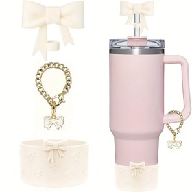 Resim 3 adet Silikon Aksesuar Seti, Tutacaklılar İçin - Tekrar Kullanılabilir Bow Çubuğu Kılıfları, Koruyucu Alt Kolluklar ve Şarap Zincirleri - 40oz/30oz Bardaklar İçin İdeal - Sevgililer Günü, Kadınlar, Anne Günü, Şükran Günü, Noel Hediyeleri 202 için Mükemmel 