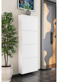 Resim 4 Kapaklı Metal Ayakkabılık Beyaz Beyaz 