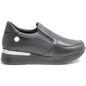 Resim Mammamia D23ka-6165 Dolgu Topuk Deri Kadın Ayakkabı Siyah 