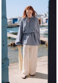 Resim Manuka Müslin Bağlamalı Pantolon Bej Bej 