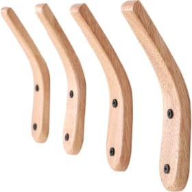 Resim Xhang 4 Adet Katı Ahşap Duvara Monte Kanca Peg Ceket Şapka Askı Anahtar Tutucu Asılı Kanca Depolama Askı Organizatör | Robe Hooks 