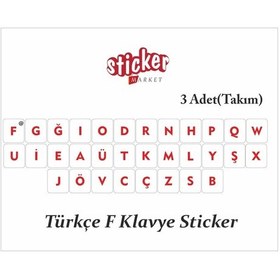 Resim Türkçe F Klavye Sticker Çıkartma 3 Adet(Takım) 