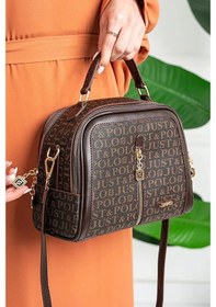 Resim Just Polo Kadın Çok Bölmeli Ayarlanabilir Askılı Lüks El Ve Omuz Çantası Shoulder Bag Kahverengi 
