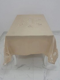 Resim Anjelica Incili Dantelli Monoray Kumaş Bej Masa Örtüsü 170x230 Cm - 1018 Çok Renkli 