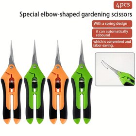 Resim 4 Adet SAPPLUAN Özel Dirsek Şeklinde Bahçe Budama Makası - Paslanmaz Çelik Ergonomik Yaylı Dal Kesiciler için Bahçecilik ve Çiçek Düzenlemeleri, Efor Tasarrufu Sağlayan Tasarım (Yeşil/Siyah & Turuncu/Siyah), Bahçe Budama Makasları 