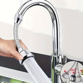 Resim 1 Adet Evrensel 360° Dönebilen Mutfak Musluğu Uzatıcı - Balkon Lavabosu ve Banyo için Sıçramayı Önleyici, Su Tasarruflu Aerator Başlığı, Kolay Sebze Yıkama ve Lavabo 