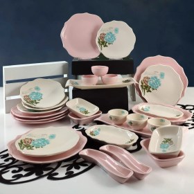 Resim Keramika Turkuaz Gül 29 Parça 6 Kişilik Kahvaltı Takımı Pembe 
