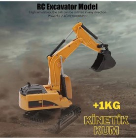 Resim kosetoys Uzaktan Kumandalı Şarjlı Işıklı Kepçe 360 Derece Dönen 1 Kg Kinetik Kum 