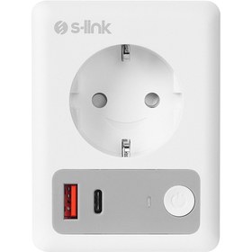 Resim S-Link MASTERPOWER 16A Akım Korumalı Akıllı Priz 2.4 Ghz Type-C USB Çıkışlı WIFIBT TUYA Destekli | Ramwhite 
