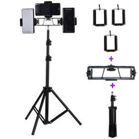 Resim Kyrotech Tripod 2 Metre Telefon Tutucu Tripod Ayak + 2 Adet Telefon Tutucu +1 Adet Multi Pozisyon Adaptör 