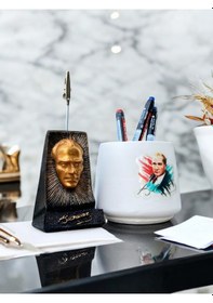 Resim Atatürk Büstü Fotoğraf Not Tutacağı Ve Atatürk Baskılı Kalemlik Seti Hediyelik Renkli 