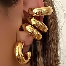 Resim Kampüs etkinlikleri için mükemmel olan, tüm mevsimler için çok yönlü, tüyü olmayan, unisex tasarım, basit hip hop tarzı, plastik alaşımlı, deliksiz kulak takıları, her gün ve parti giyim için 