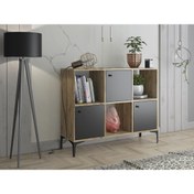 Resim Wood'n Love Orbit 3 Kapaklı Metal Ayaklı Çok Amaçlı Dolap Konsol - Atlantik Çam - Siyah / Siyah 