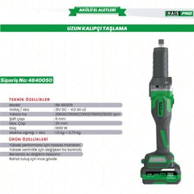 Resim hais pro HAISPRO UZUN KALIPÇI TAŞLAMA 21V DC-4.0AH RB-ZM06A 