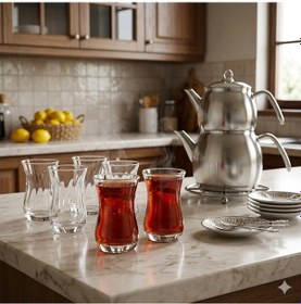 Resim Paşabahçe 62511 Aıda Çay Bardağı 12 Li Çay Bardak Optikli Şeffaf 