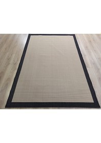 Resim Çam Halı Sisal 9716 Bej / Siyah Bordürlü Jüt Sisal Kilim - 160x230 