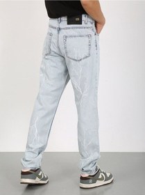 Resim Baggy Önlü Arkalı Şimşek Desenli Buz Mavi Jean-buz Mavi - 33 Buz Mavi 