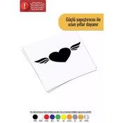 Resim Kanatlı Kalp - Araç, Oto, Laptop, Duvar Uyumlu Sticker 50 20 Cm 