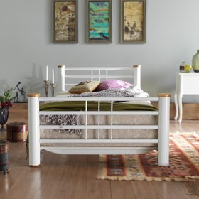 Resim Unimet Kappis Tek Kişilik Ferforje Metal Karyola-beyaz (AHŞAP LATALI) 