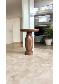 Resim Doğal Ahşap Tekli Mantar Yan Sehpa Kahverengi Dekoratif Sehpa - Wooden Coffee Table Kahverengi 