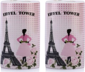Resim 2 Adet Seramik Diş Fırçalık Eyfel Kulesi Model 7x7x11cm Banyo Seti Çok Renkli 