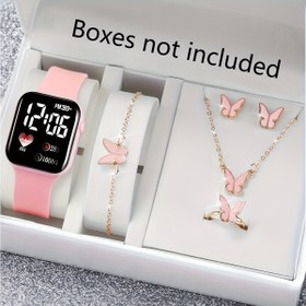 Resim 6 Parça Genç Erkek ve Kadın Stili Şık Romantik Parti Dekorasyonu Kelebek Bileklik Kolye Yüzük Küpe Seti, Günlük Kullanım İçin Uygun Arkadaş Doğum Günü Hediyesi Okula Dönüş Sezonu Noel Cadılar Bayramı Kız Arkadaşa Mükemmel Hediye 