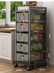 Resim 4 Katlı Lux Metal Siyah Çekmeceli Patates Soğan Sebze Meyve Sepeti Sebzelik 1008-cn 