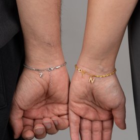 Resim HALAT ZİNCİR HARFLİ ÇİFT BİLEKLİK | 925 GÜMÜŞ 