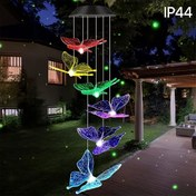 Resim Güneş Enerjili Rüzgar Çanı Işığı Renk Değiştiren LED Kelebek Tasarımı ile - Bahçe, Patio ve Avlu için Dış Mekan Dekoratif Peyzaj Lambası - Anne, Büyükanne, Karı, Teys, Kız Kardeş için Mükemmel Hediye - Nikel Pil, Dış Mekan Işıkları 