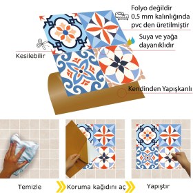 Resim Tink Kendinden Yapışkanlı Tezgah Arası Kaplama Meksika 010 Karma Desenli Pvc Karo 30X30 cm 56 Adet 5m2 