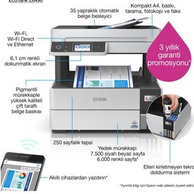 Resim Epson L6490 Renkli Tarayıcı Fotokopi Fax Wifi Inkjet Tanklı Yazıcı 