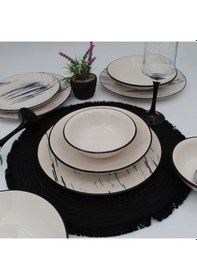 Resim Anka 24 Parça 6 Kişilik Yemek Takımı-desenli Siyah 