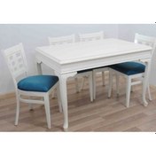 Resim Bengimobilya Masa -Sandalye Takımı Model 9Göz Kayın Torna Retro Parlak Beyaz S (392838504) 