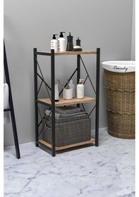 Resim Venice Banyo Düzenleyici Banyo Dolabı Çok Amaçlı Dolap 3 Katlı Metal Mutfak Düzenleyici Ceviz 