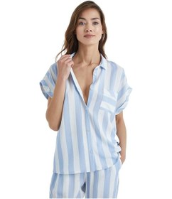 Resim Blackspade Kadın Önden Düğmeli Kısa Kol Mavi Çizgili Pijama Takımı C2t5n3o15- 001 