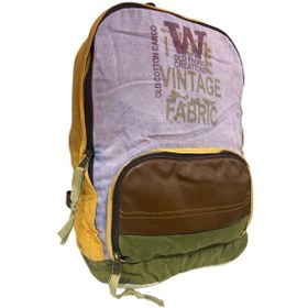 Resim Old Cotton Cargo Kaliteli Tek Bölmeli Vintage Disayn Günlük Gezi Spor Okul Sırt Çantası Patchwork Komor 29x42cm Mor 